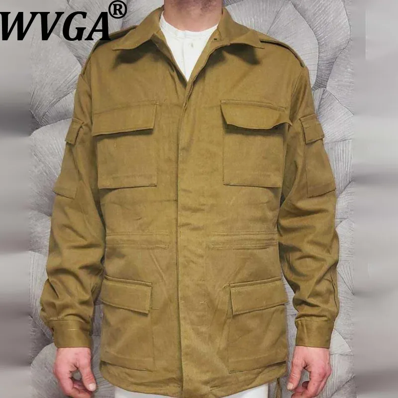 

WVGA Spring Autumn Winter New Man Cotton Long Sleeve Jacket Niche Chic Casual Multi-Pocket Turn-Down Collar Coats Ins Y2K W12746