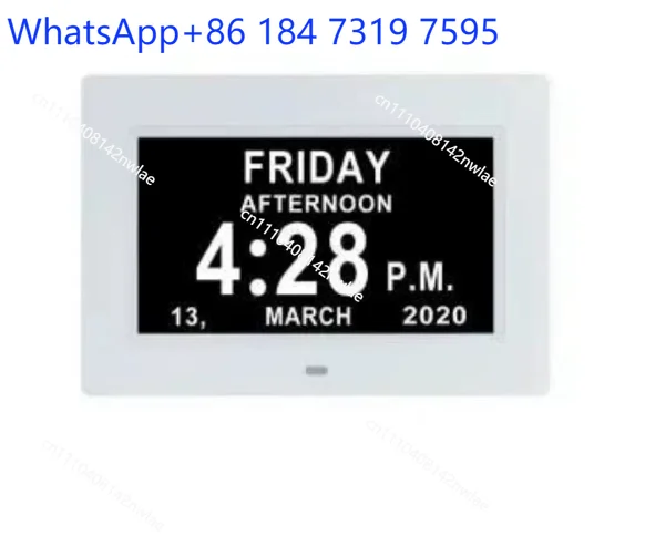 7Inch Digital Calendar  Clock Automatic Dimming 8 Languages Large Dementia Alzheimers Medicine Time Reminder For The Elders