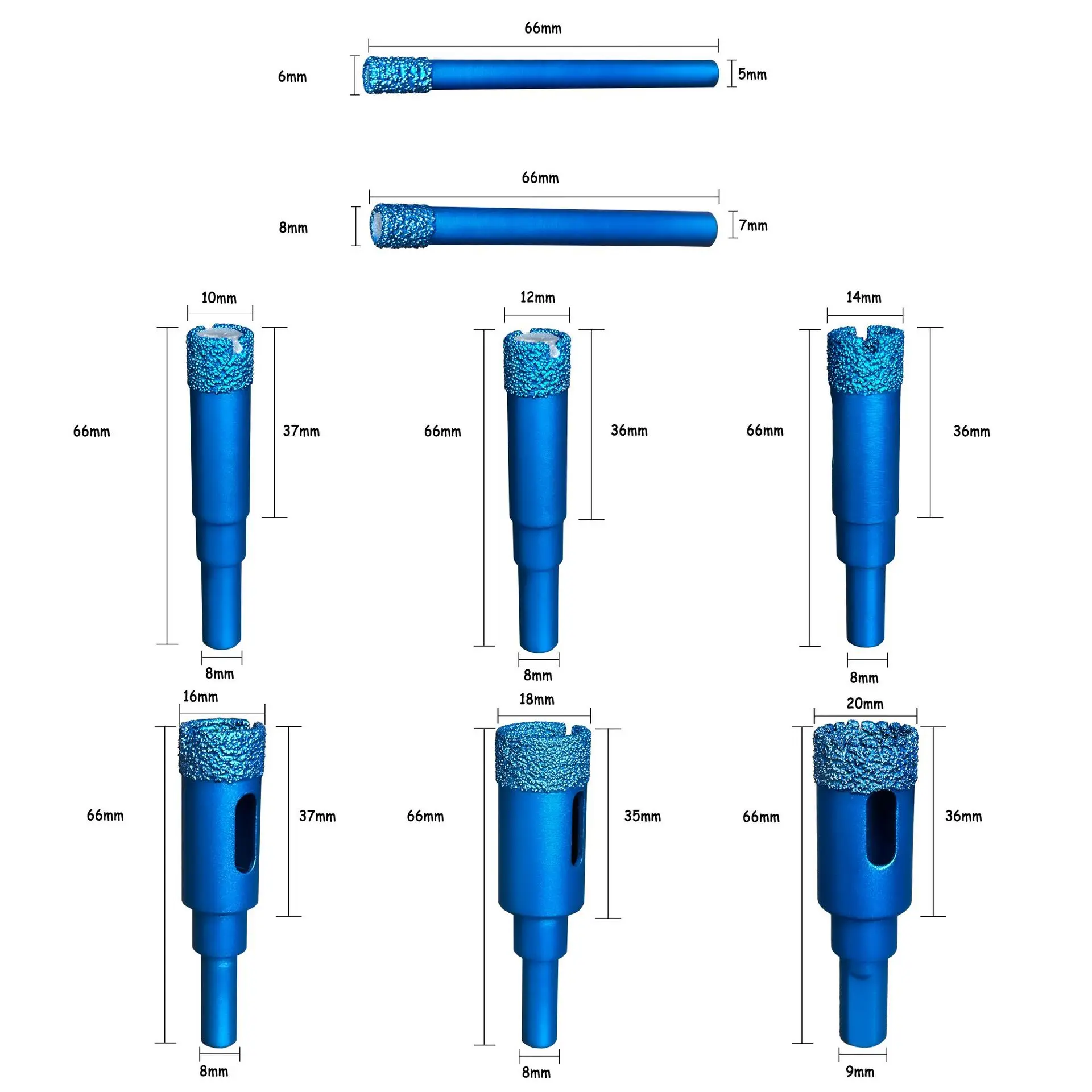 Serrated Dry Drilling Kit Diamond Hole Saw for Cement Full Ceramic Tile Granite Marble Glass