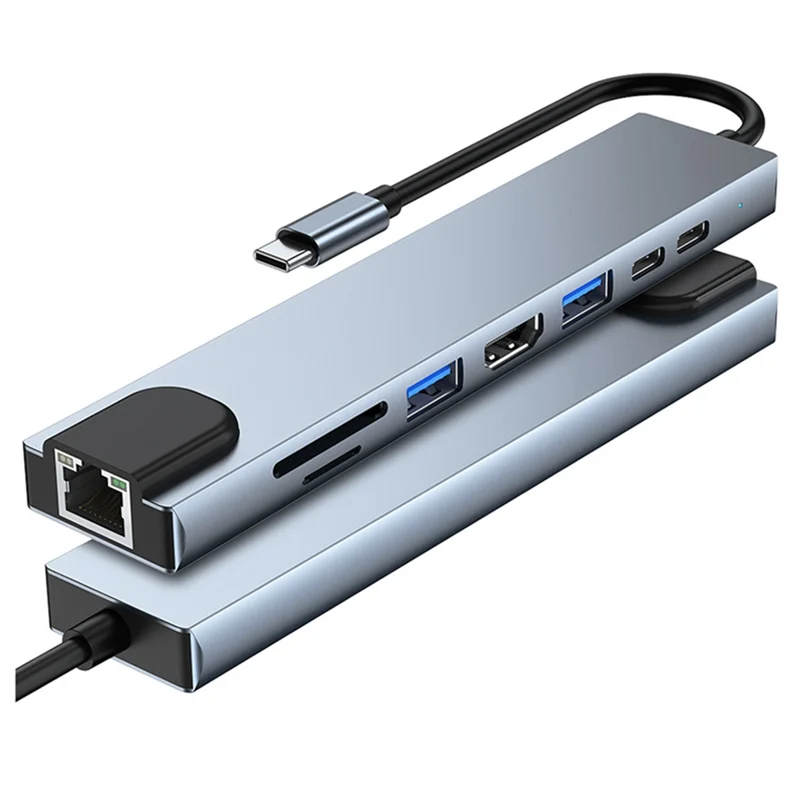 USB C 허브 타입 C-4K HDMI 호환 어댑터, 이더넷 RJ45 SD/TF USB-C 데이터 PD 고속 충전 USB