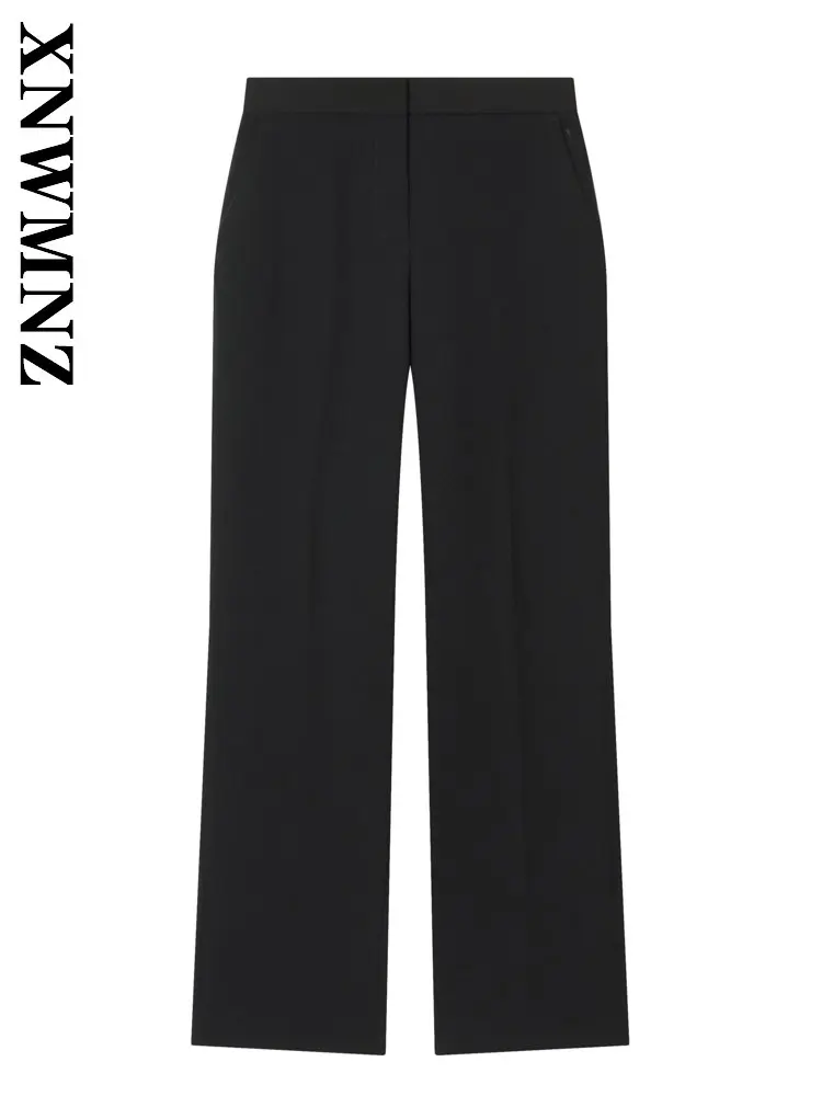 

XNWMNZ 2026 Summer Woman's Party Casual Elastic band long Long Pants Commuting Simple Lady Fashion Thin Slim High Waist Pockets