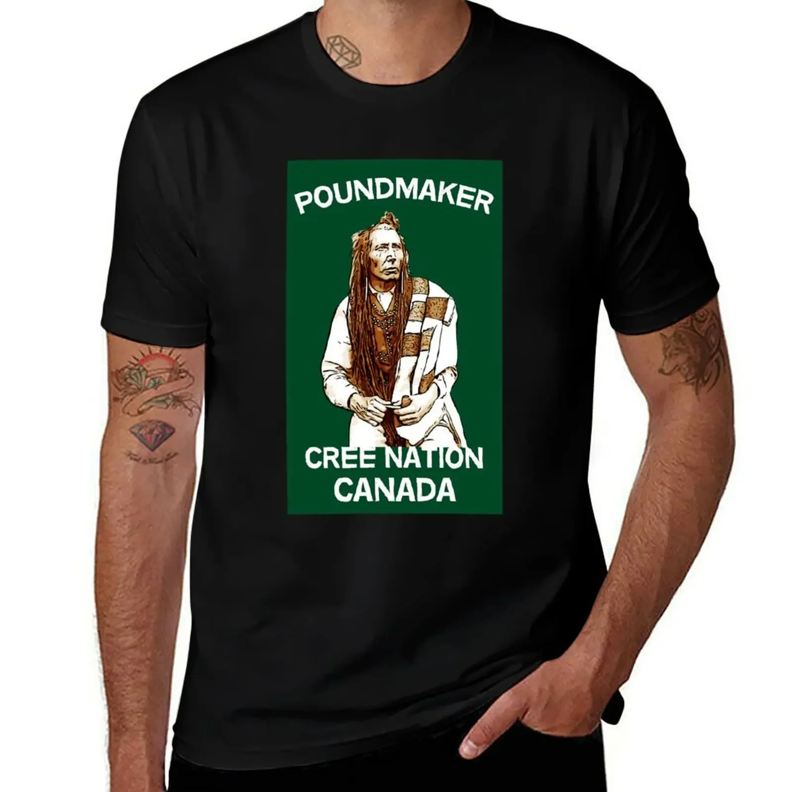 Poundmaker Cree Nation Canada First nation Heroes History Native People T-Shirt man clothes oversizeds summer tops T-shirt men