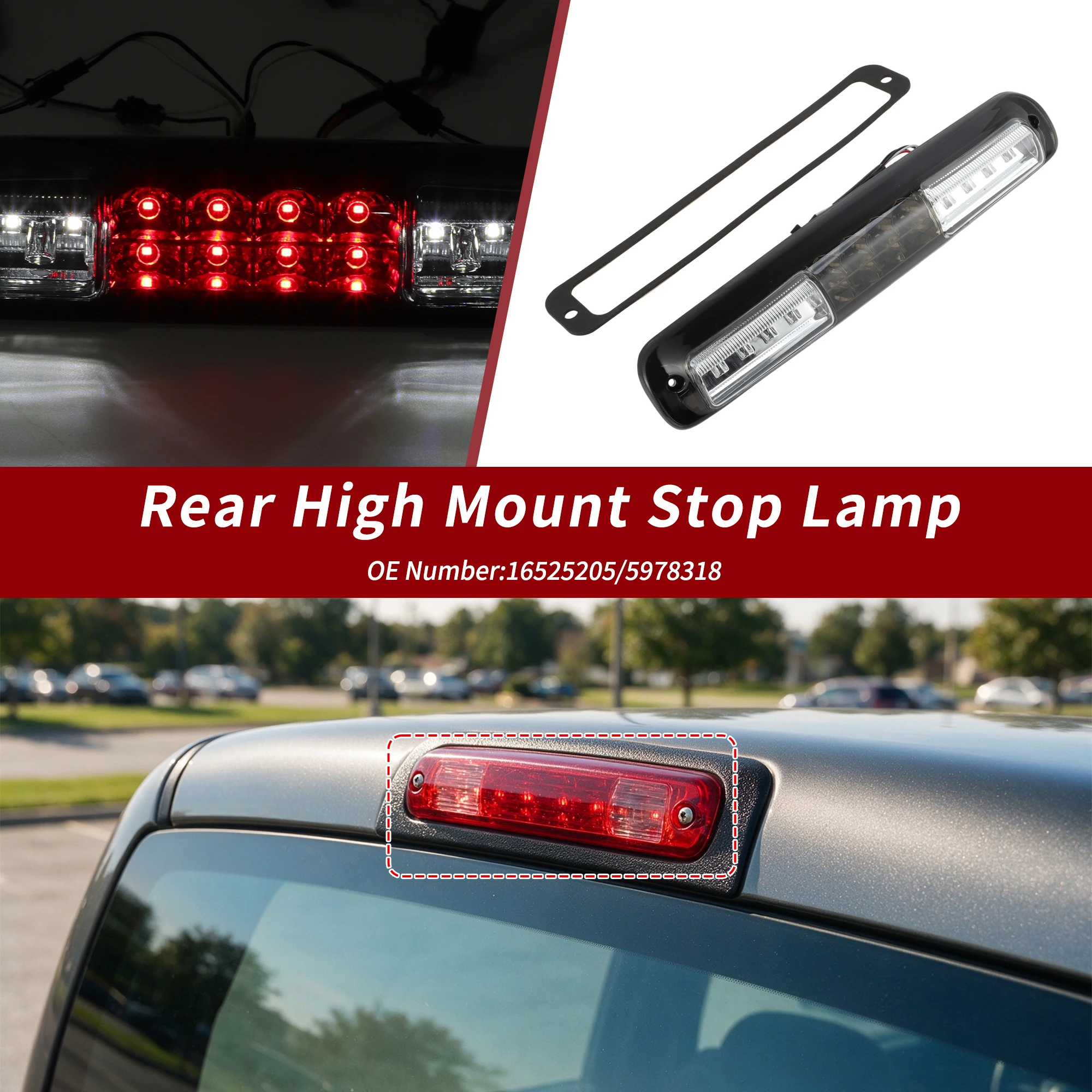 UXCELL High Mounted LED Third Brake Light for Chevrolet Silverado 1999-2006 16525205