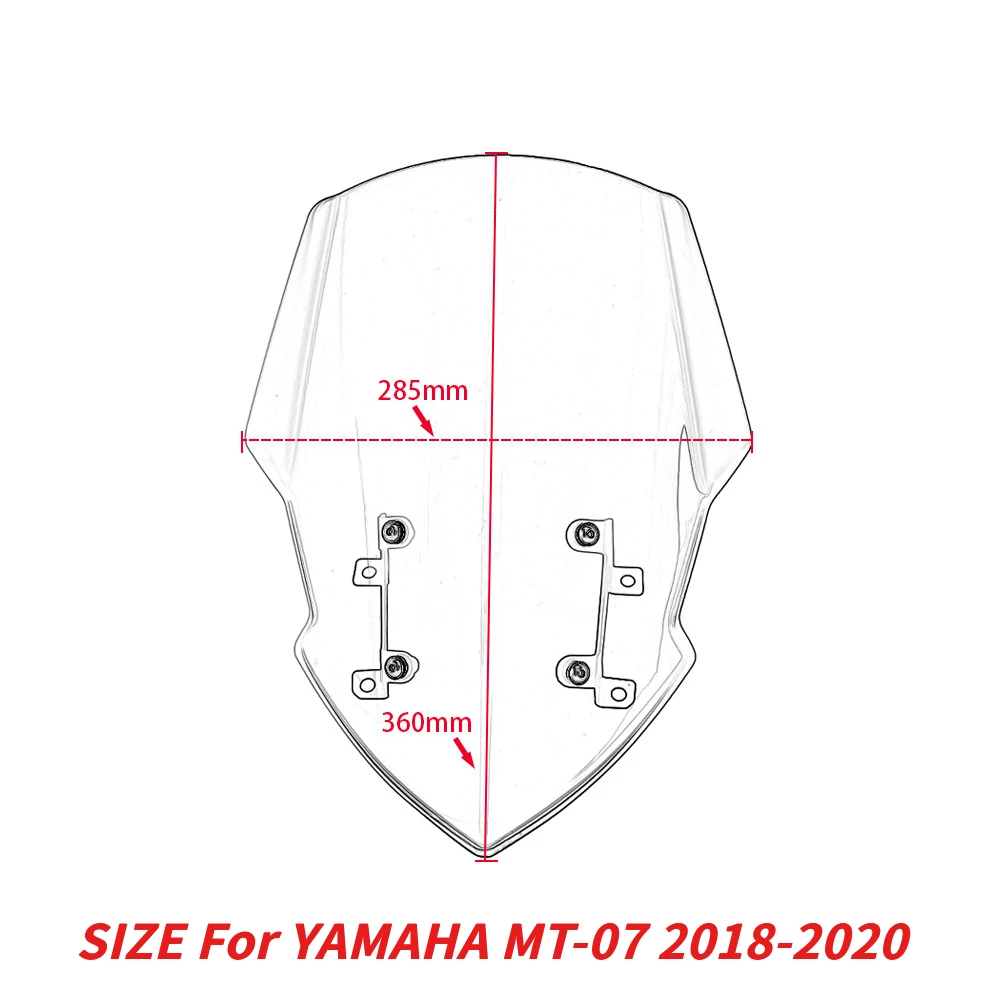 LJBKOALL for MT 07 MT07 Front Windshield Windscreen for YAMAHA MT 07 MT07 Windshield Wind Deflector Windscreen 2013-2017