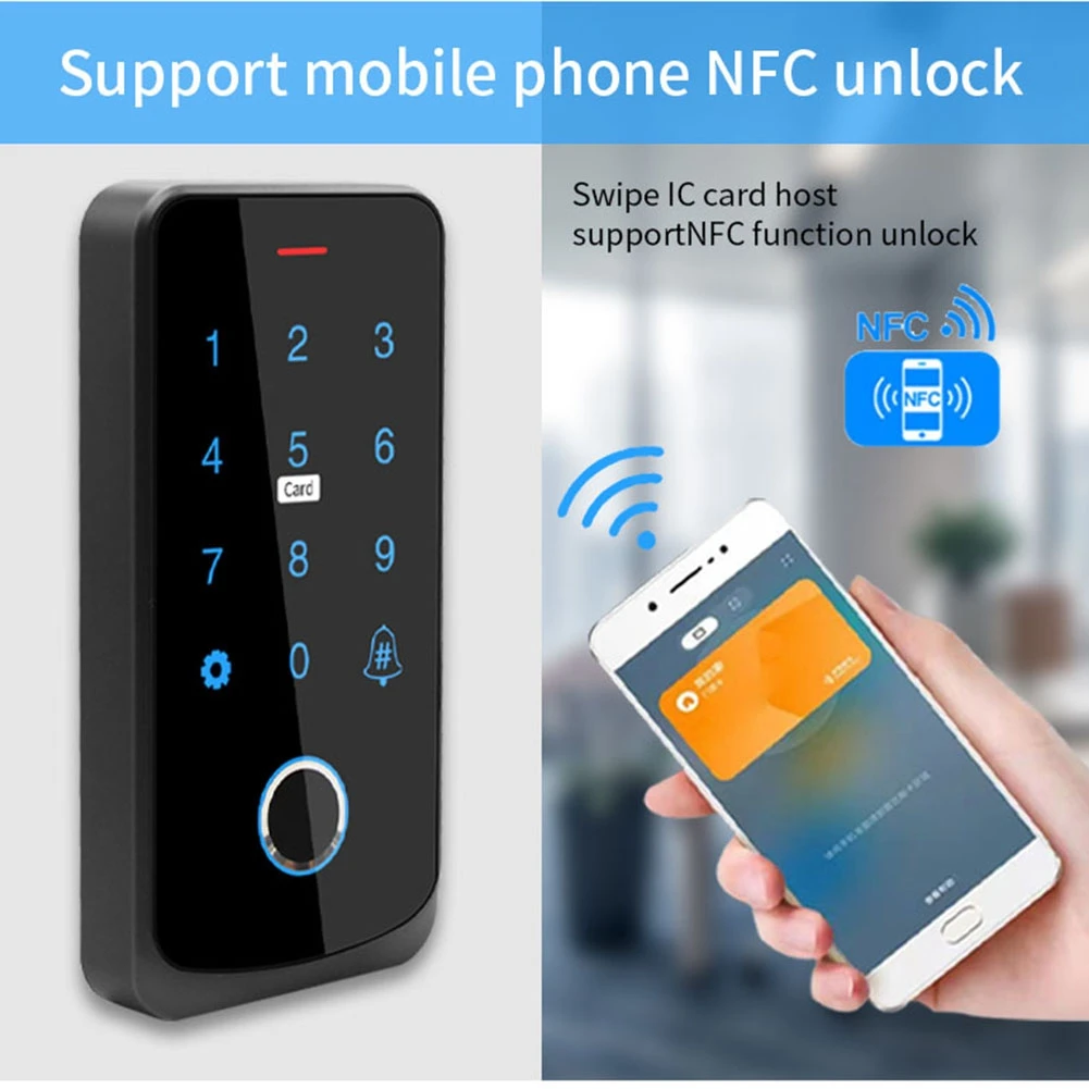 

A41T Tuya APP Контроль доступа Клавиатура Bluetooth Пульт дистанционного управления RFID IC M1 Карта Отпечаток пальца Клавиатура доступа TF9-Tuya