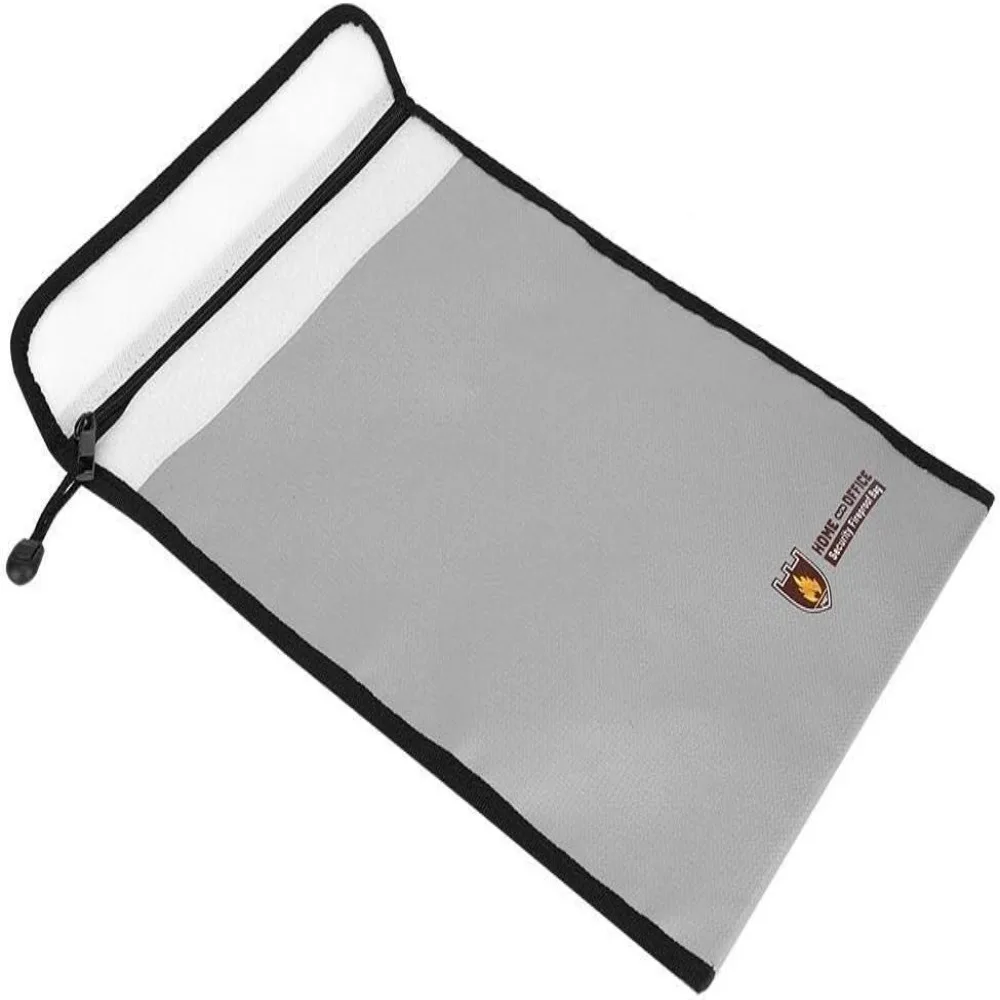 Silicone Coated Fireproof Bag Fireproof Zipper Silver Fire Resistant Pouch Fireproof Edge Wrapping Lipo Safe Bag Office Use