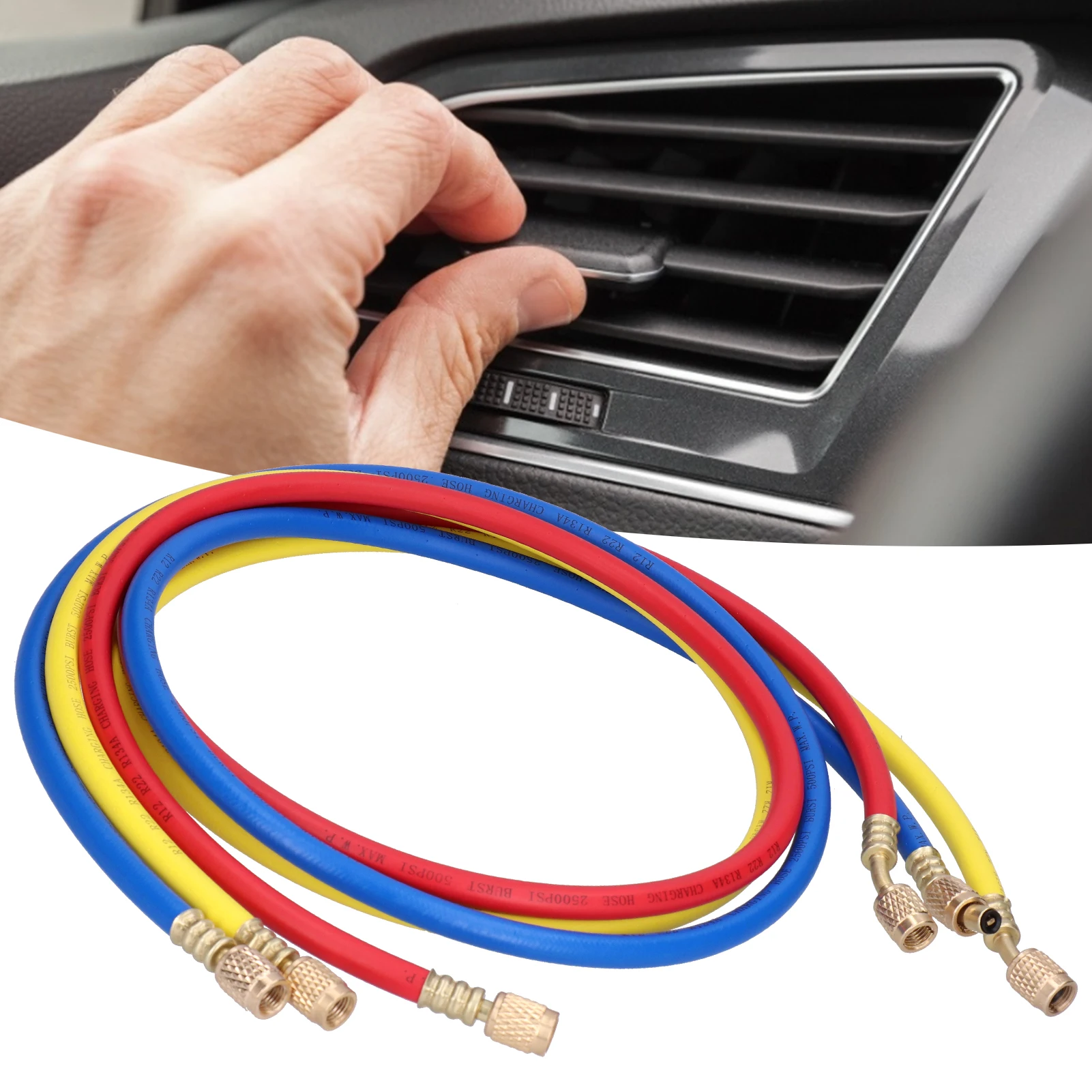 Refrigeration Detection Liquid Filling Tube Liquid Filling Refrigerant Pipe 3‑Colour CT‑360RYB R22 1.5meter AC Charging Hose