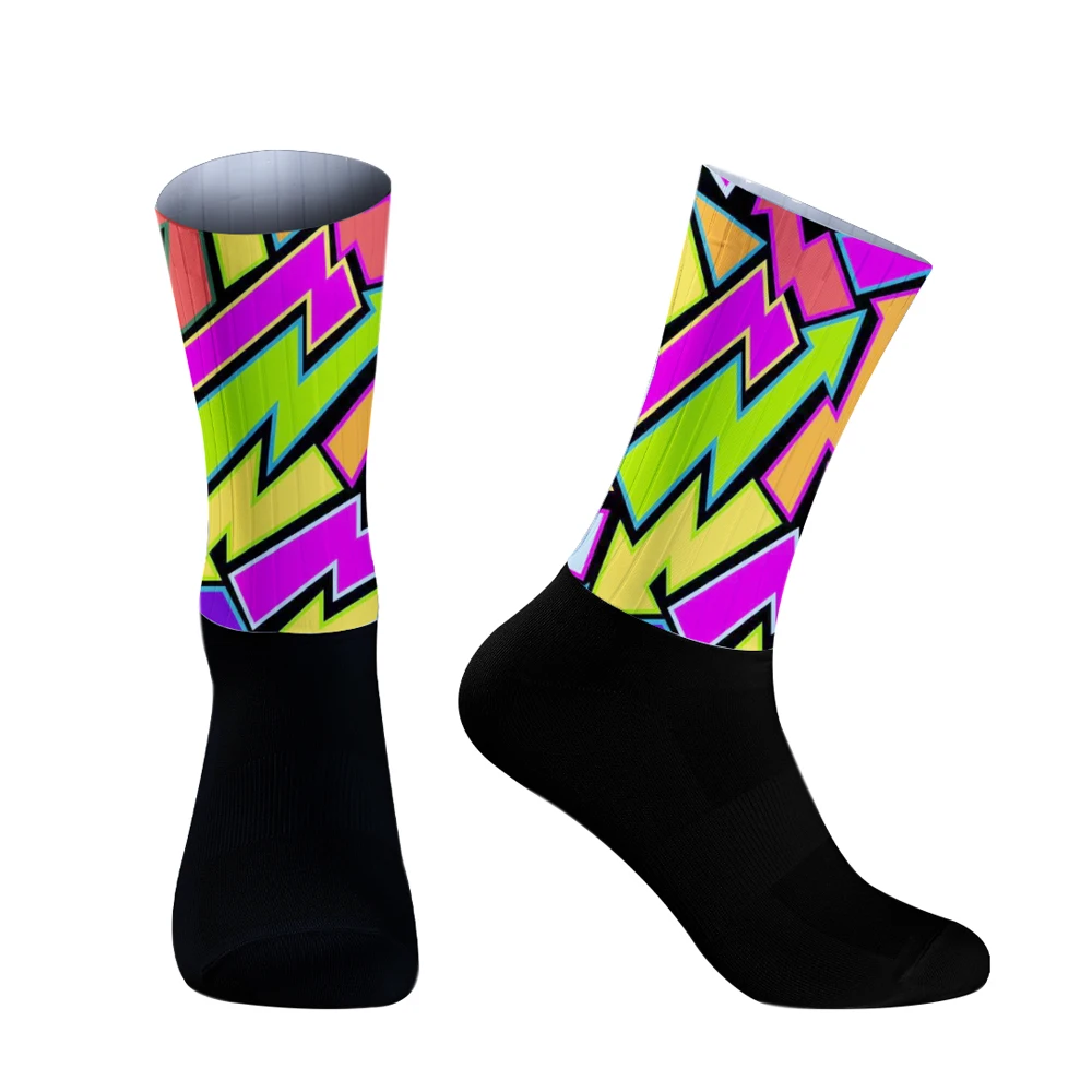 Cycling Anti Silicone Seamless Slip Pro Team Aero Socks Breathable Socks Outdoor Running Sport Champion Rainbow Bike socks 2024