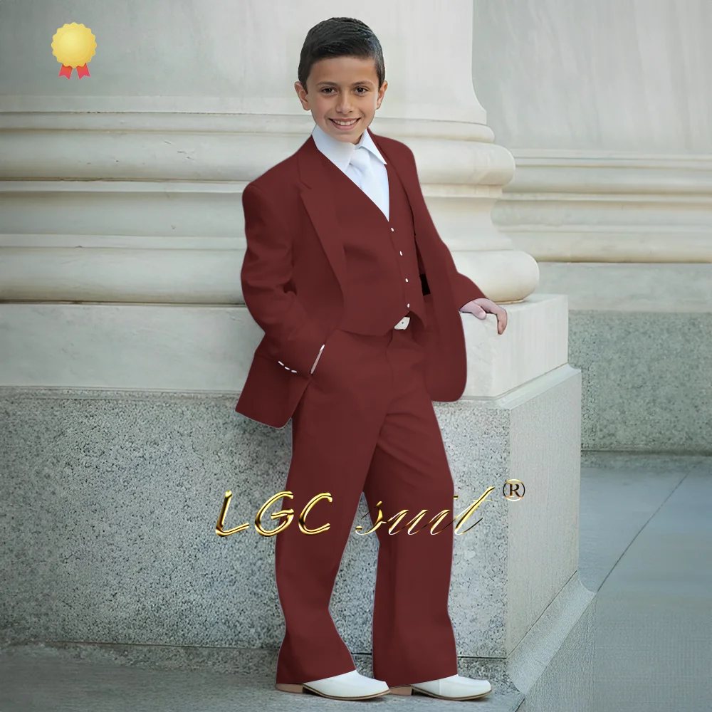 Boys' 3-piece white formal suit - suitable for weddings, parties, vacations, celebrations, customized children's suits