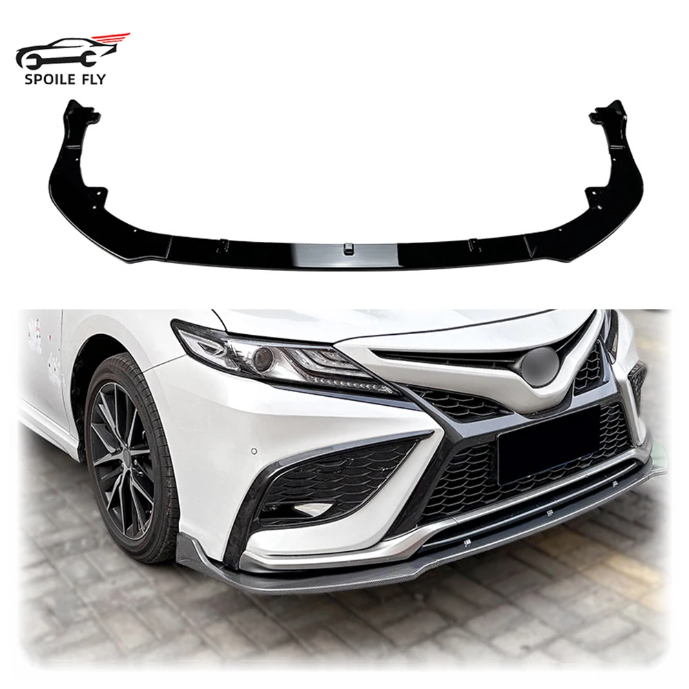 For Toyota Camry XV70 Sports 2021 2022 2023 To Up Front Bumper Lip Spoiler Glossy Black Or Carbon Fiber Look Body Kit By ABS