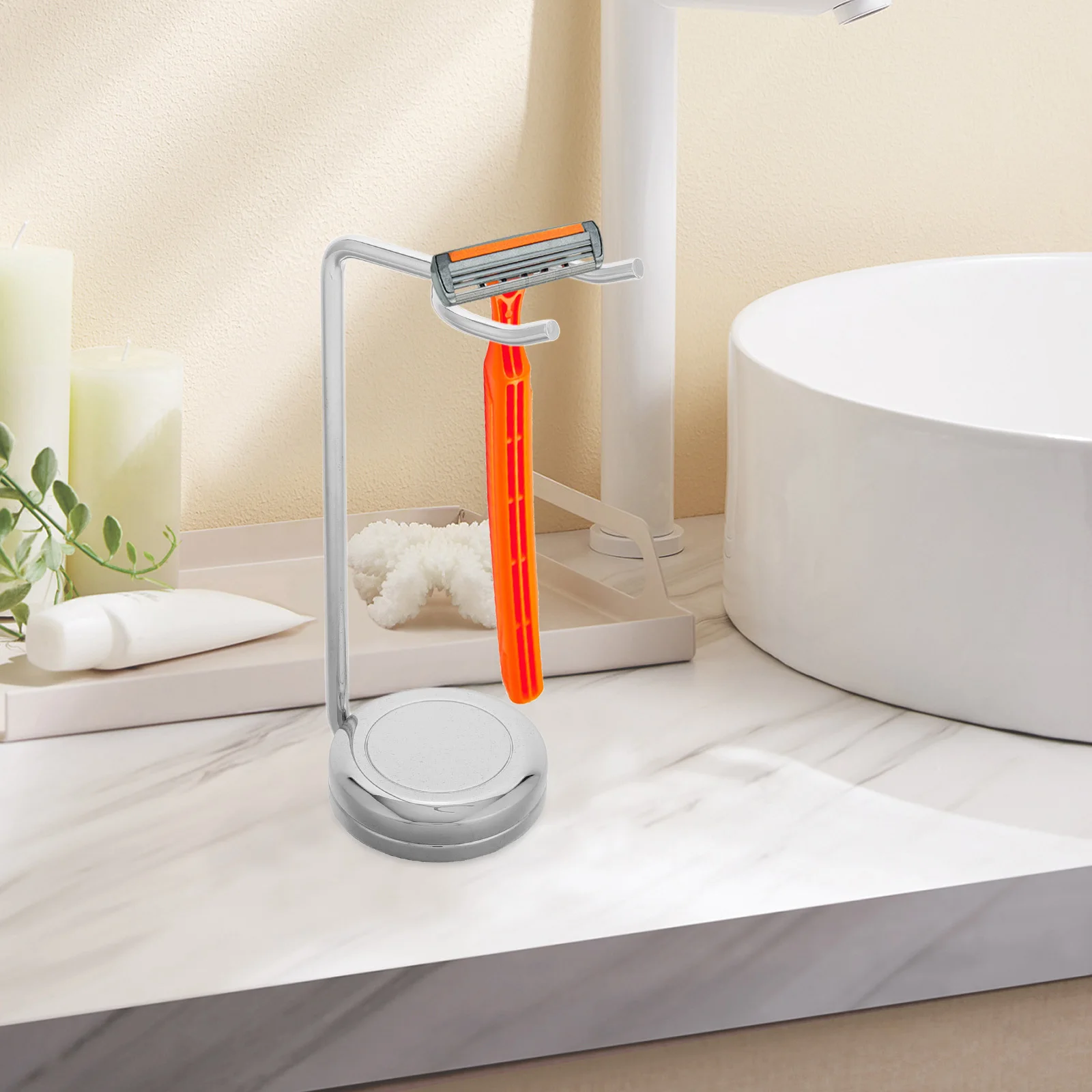 حامل فرشاة الحلاقة المصنوعة من خليط معدني، قاعدة مضادة للانزلاق للرجال، منظم للسفر في الحمام، تصميم متين متعدد الوظائف، شعيرات ناعمة #5