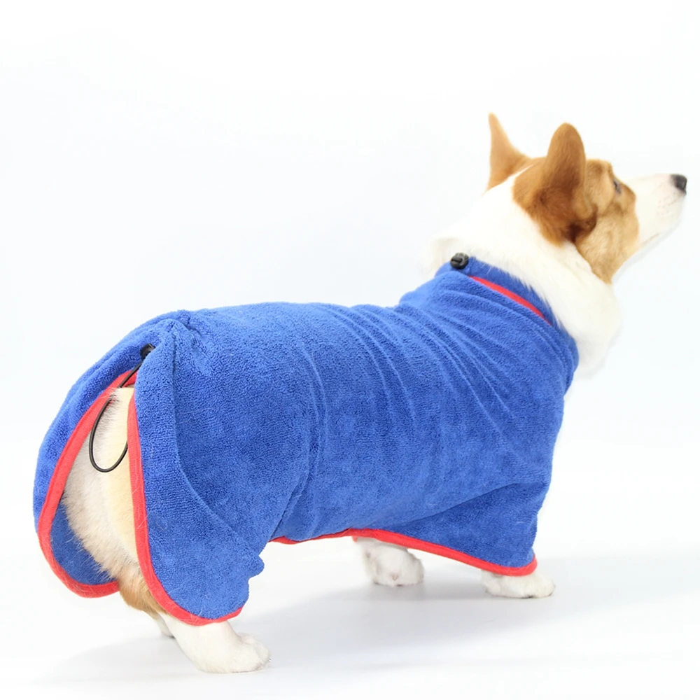 Dog Bathrobe Microfiber Dog Cat Drying Coat Super Absorbent Luxurious Soft Pet Bath Towel Adjustable Warm Puppy Bathing Supplies