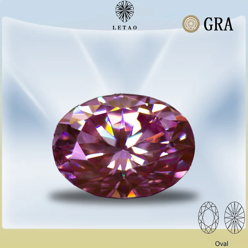 

Moissanite Stone Oval Cut Sakura Pink Colour Lab Created Synthetic Gemstone Passed Diamond Tester Comes with GRA Certificate