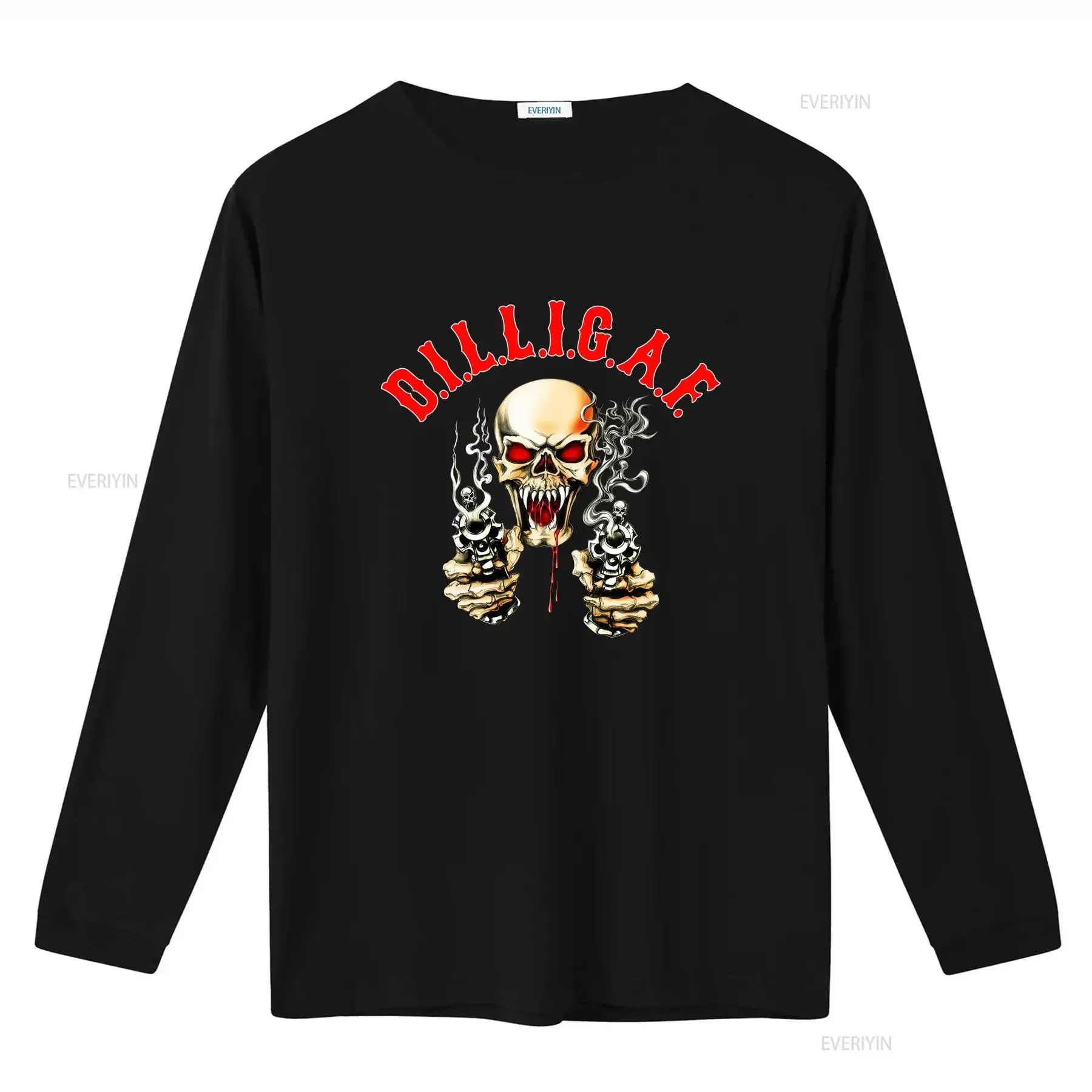 DILLIGAF T Shirt Biker Skull Guns Design Do I Look Like Give AF vintage Washed Stylish Soft Casual Slightly homme Breathable view 2