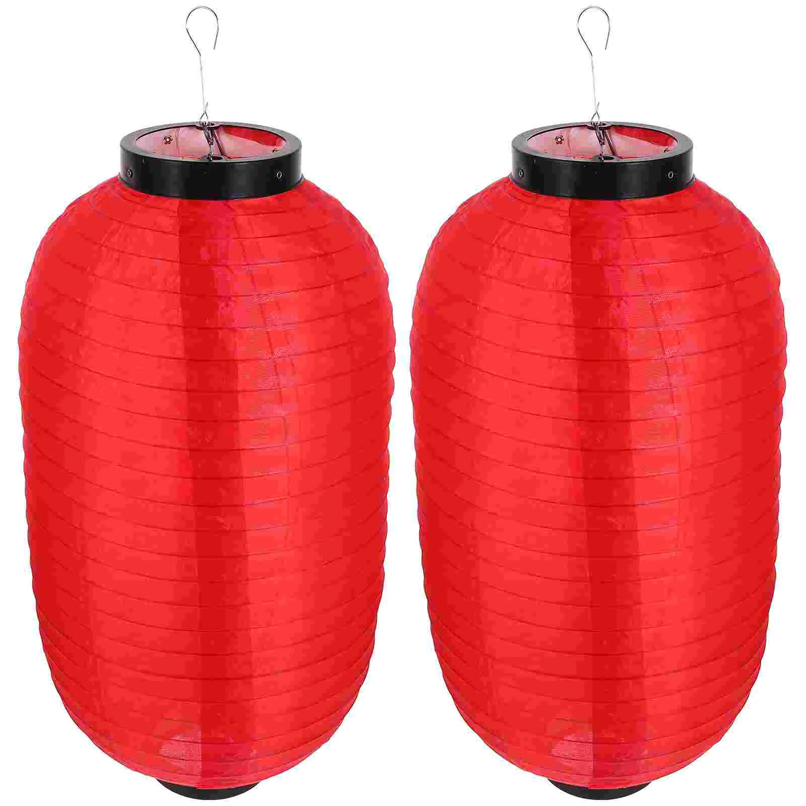 

2 Pcs Plant Japanese Silk Lantern Decorative Outdoor Waterproof Decorate Red Style Ornament Child Miss