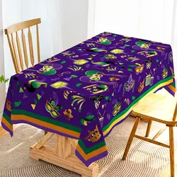 Mardi Gras Carnival Tablecloth Masquerade Party Decor New Orleans Mask Durable Kitchen Dining Room Rectangular Table Cover Decor