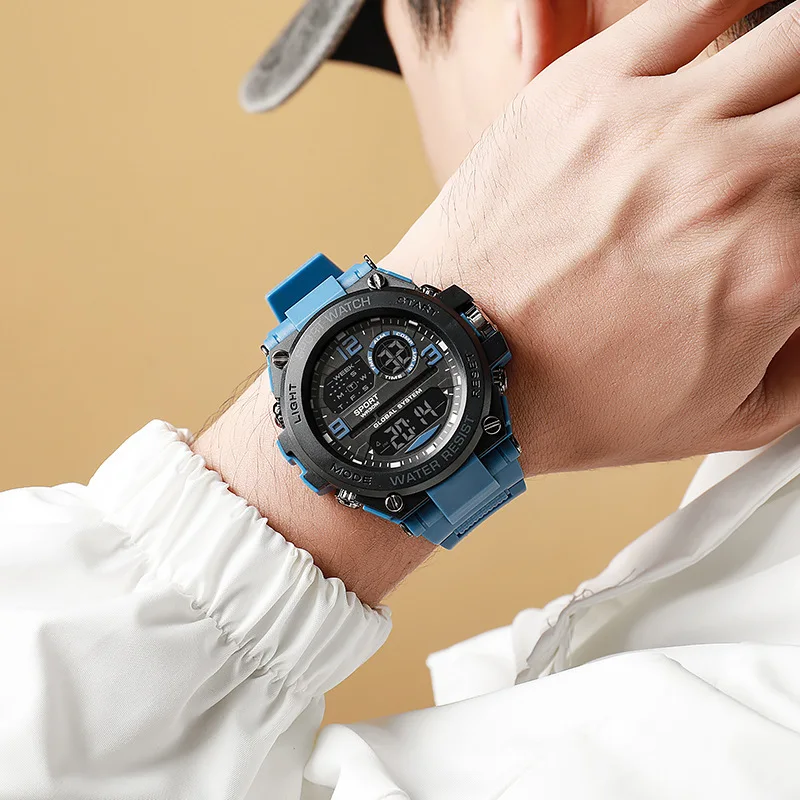 New men\'s multifunctional electronic watch sports waterproof night light large dial fashion electronic watch