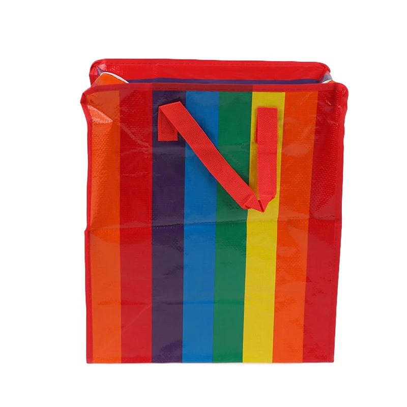 1Pc Plastic Shopping Bag Fashion Rainbow Zipper Bag Laminated Non Woven Handbag Color Printing Thickened