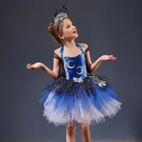 Halloween Costume For Baby Girl Lace TUTU Dress Kid Sling Up Star Moon Sequins Dance Tunic+Headband 2pcs Set Child Frock