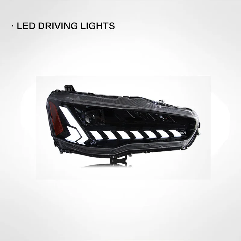 2PC Head Lamp for Mitsubishi Lancer EX LED Headlight 2009-2016 Headlights EVO DRL Turn Signal High Beam Angel Eye Projector Lens