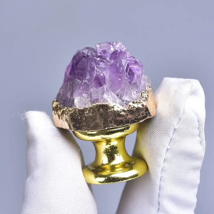 Natural Amethyst Cluster Cabinet Door Handles Cabinet Drawer Amethyst Cluster Knob Pull Handles