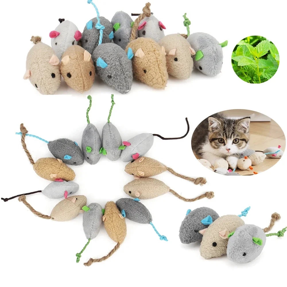 3-200 Pcs Rattle Cat Mouse Toys Also Prefilled Catnip Faux Fur Cat Toys Interactive Cat Game Catnip Toys for Cats Pet Products