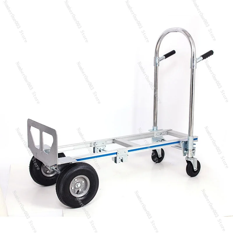 Folding Aluminum Hand Truck, 2 in 1, Hand Cart, 4 Wheels, Platform Luggage Trolley, FHT250A