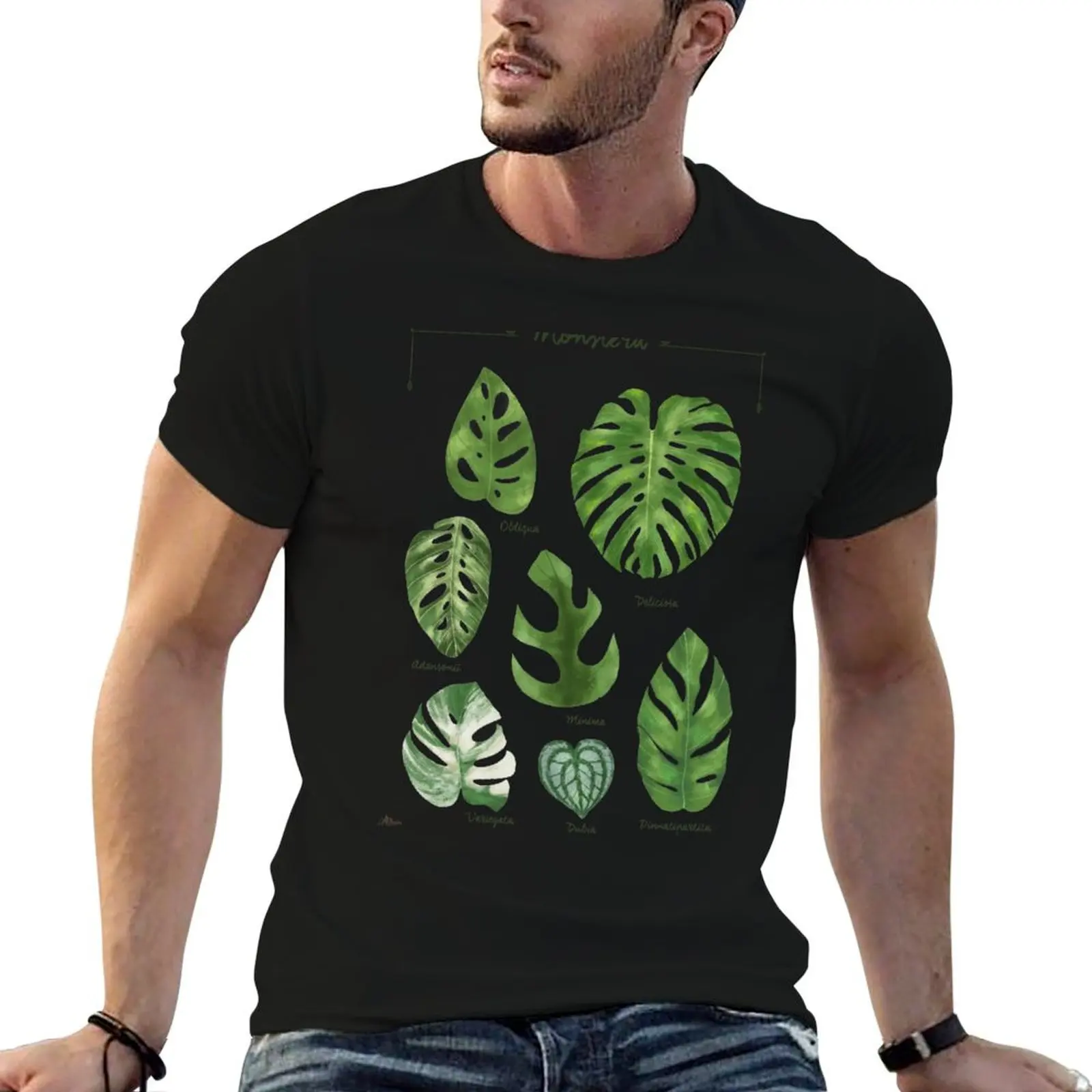 Monstera varieties illustration foliage leaf species T-Shirt Breathable Lightweight Summer Top