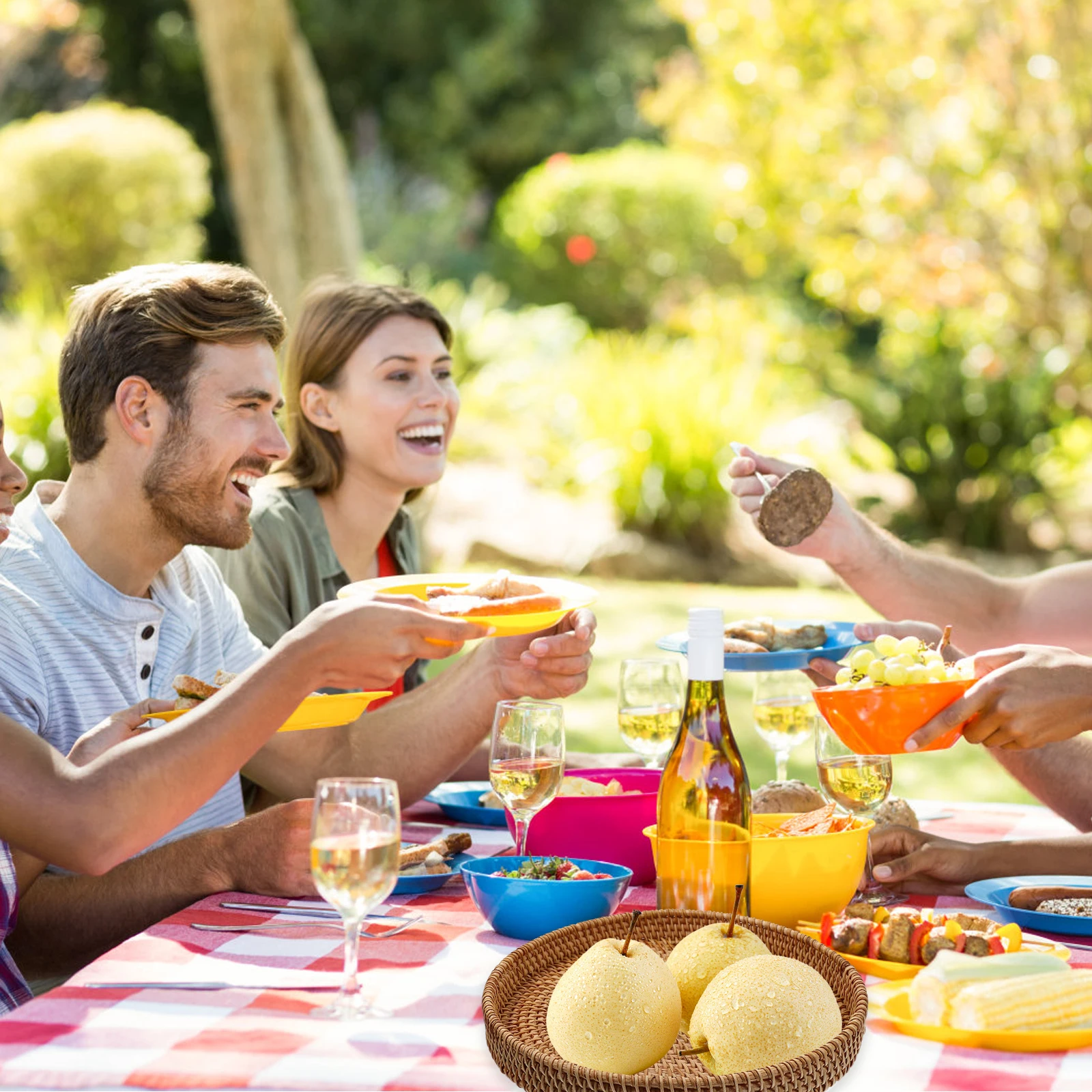 

rattan chargers for dinner plates coffee tray multi-function serving tray convenient dessert tray desktop fruit plate