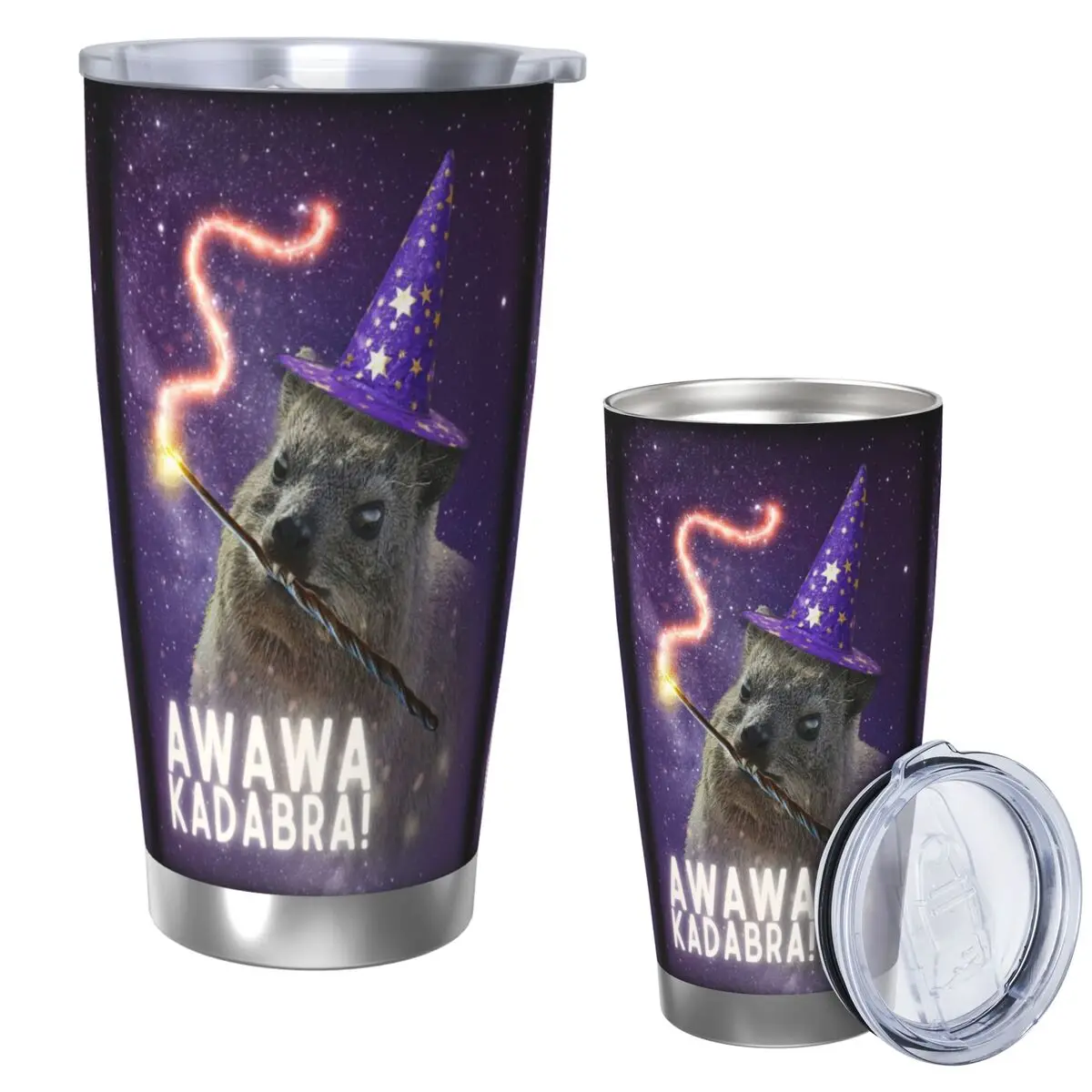 Awawa Kadabra Rock Hyrax Wizard Stainless Steel Tumbler Vacuum Insulated Mugs Thermal Cold Cup Straw With Lid 20oz