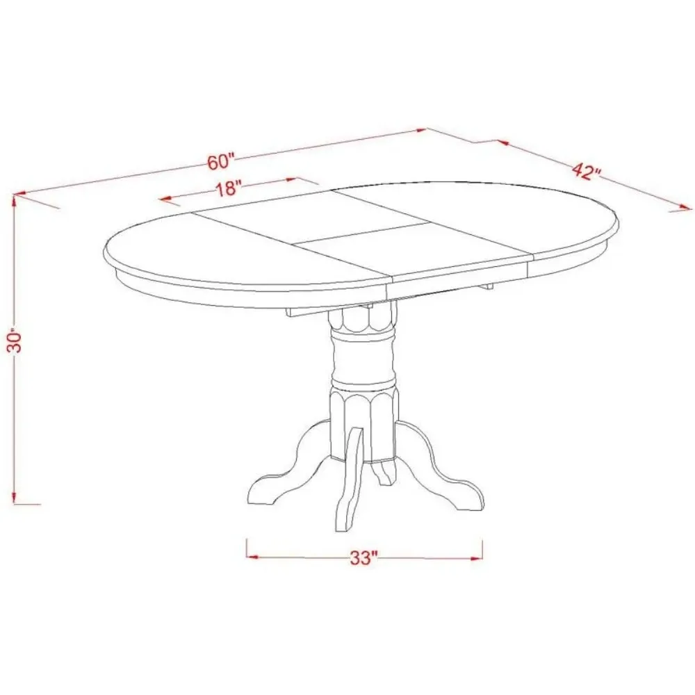 Dining Room Table - an Oval kitchen Table Top with Butterfly Leaf & Pedestal Base, 42x60 Inch, Linen White