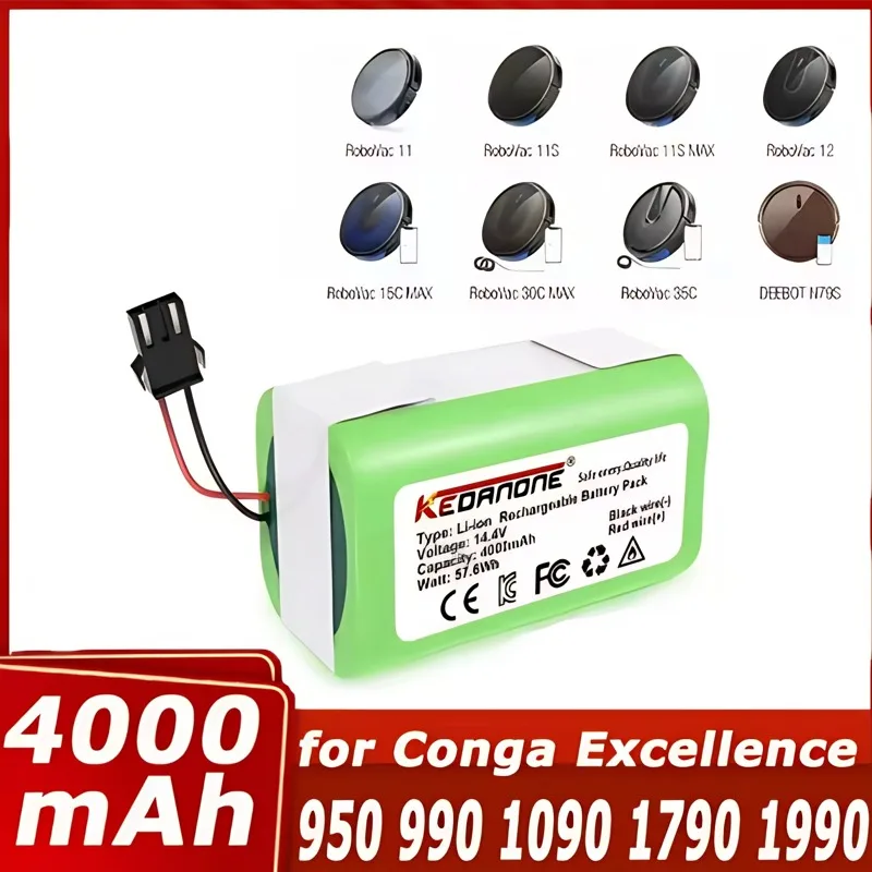 🥇14.4V 6800mAh Lithium Ion Battery for Conga Excellence 950 990 1090 1092 1190 1790 1990 Robovac 11S 15C 30C Max NETBOT S14 S