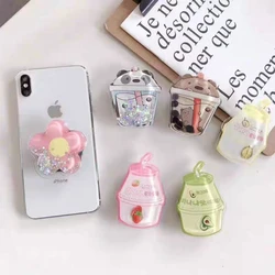 Cute Universal Quicksand Liquid Milk Tea Mobile Phone Holder Puppy Mobile Phone Holder