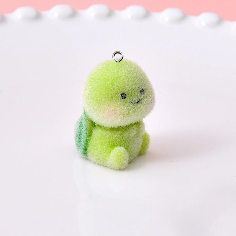 5pcs Flocking Green Turtle Resin Charms Animal Pendant DIY Phone Chains Keychain Accessory for Jewelry Making Findings image 2
