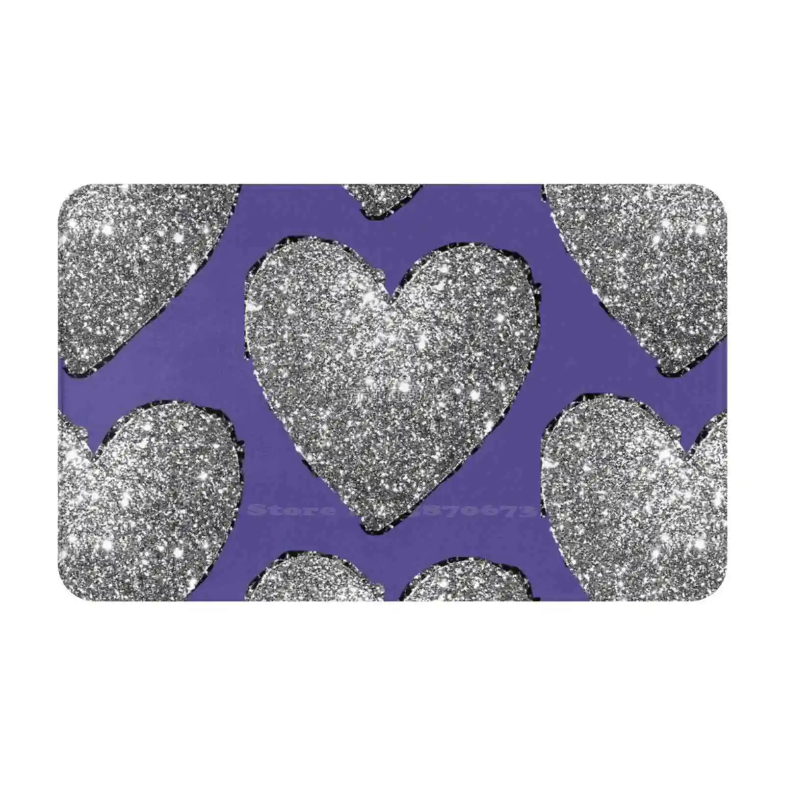 Silver Glittery Heart Shape Soft Cushion Car Home Carpet Door Mat Silver Glittery Heart Shape Shinny