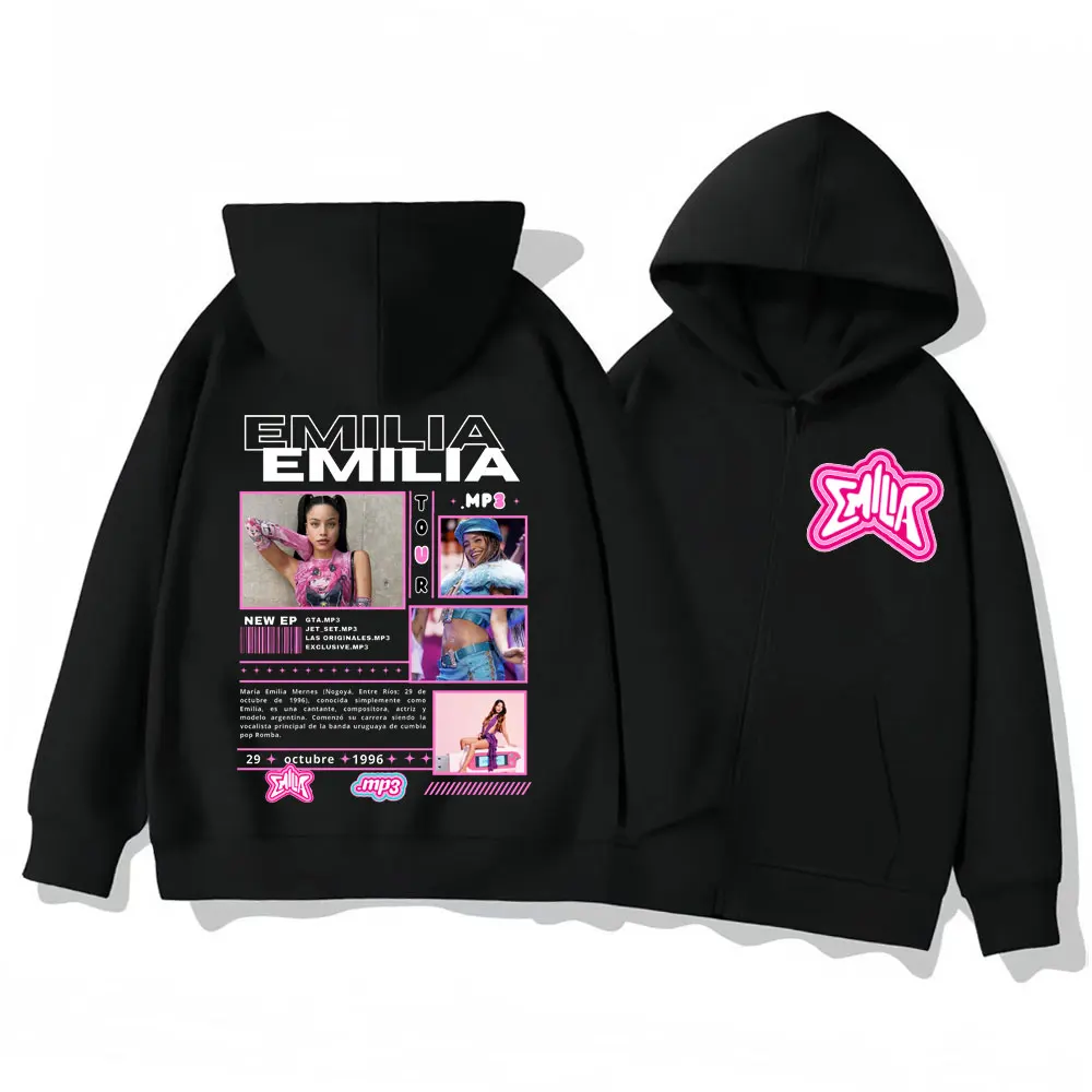 

Emilia Mernes MP3 Tour Zippper Hoodies Men Women Clothing Fashion Aesthetic Zip Up Sweatshirts Harajuku Y2K Oversized Pullovers