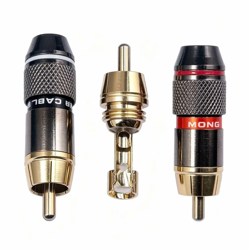 5PCS RCA Soldering Plug, AV Audio Video Connector, Self-Locking RCA Male Plug, 6.0mm Cable Hole for HiFi Audio