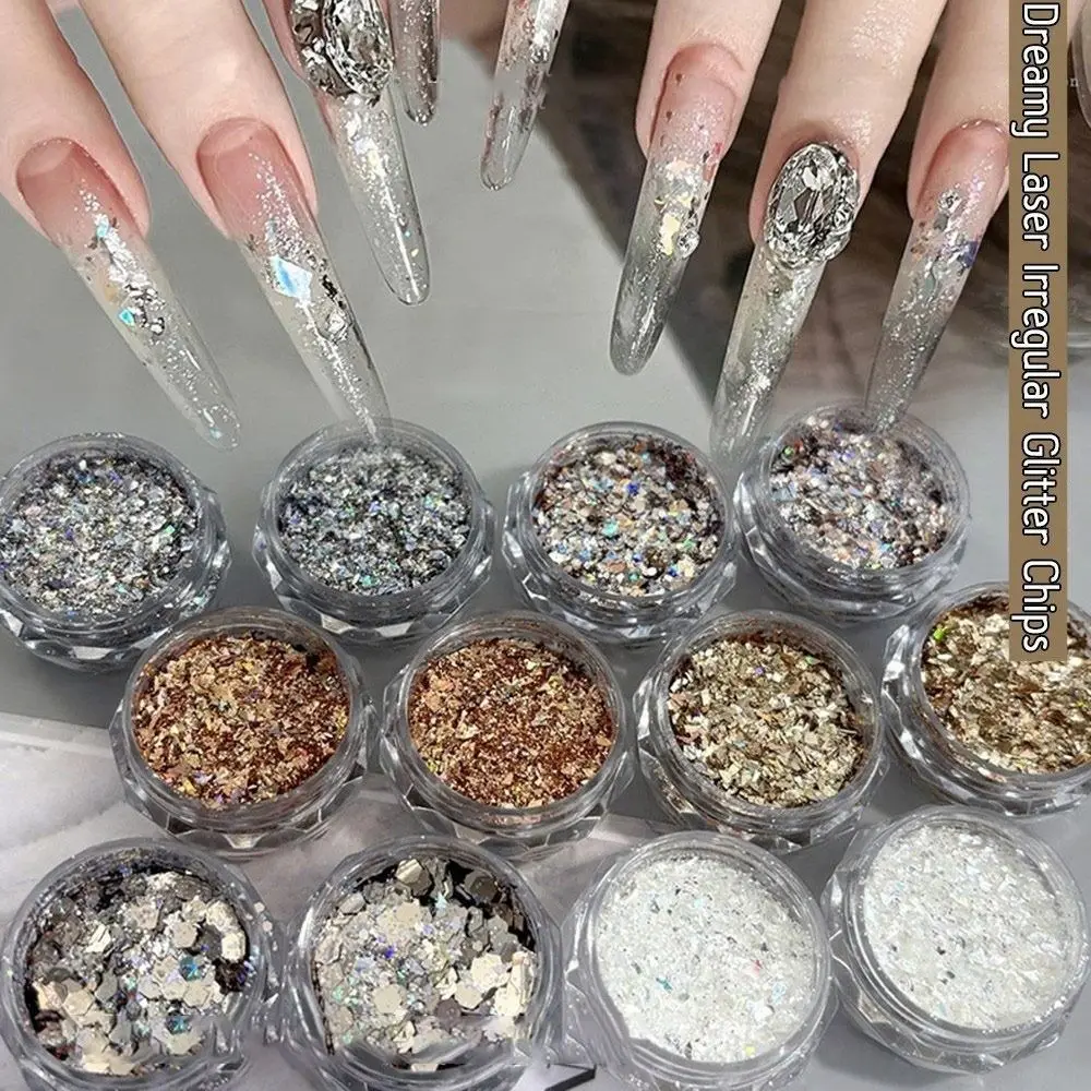 Creative Ultra-Thin Nail Glitter Sparkly Multicolor Nail Sequins Turtle Scales Flakes Glitter Nail Stickers DIY Nail Art
