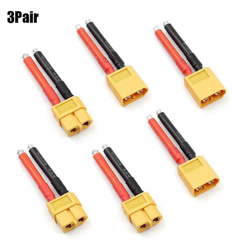 3 pares 5 pares xt60 plug fêmea e macho conector com 55mm/ 2.17 polegadas 12awg fio de silicone para rc lipo bateria cabo drone