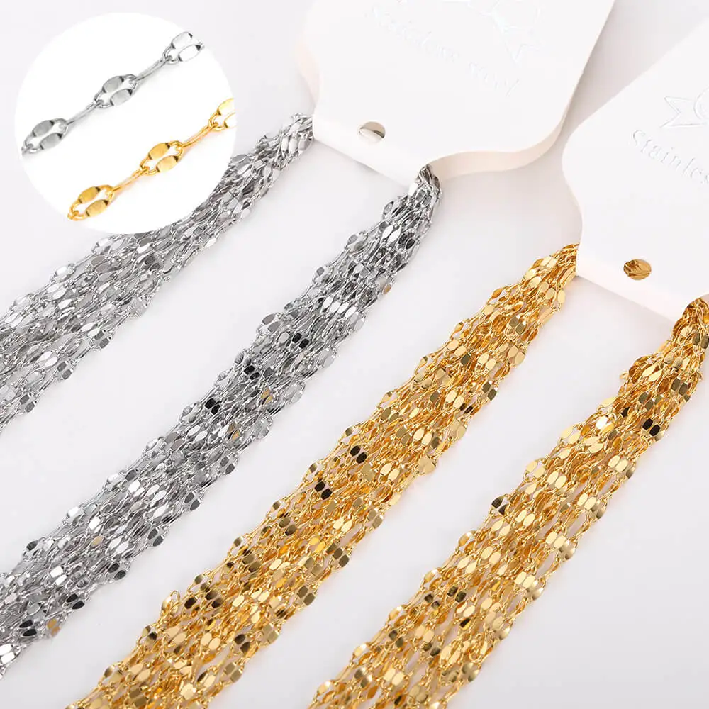 10pcs/set Stainless Steel Gold Color Necklace For Women 45cm Chain DIY Jewelry Accessories Making Materials Handmade Supplies