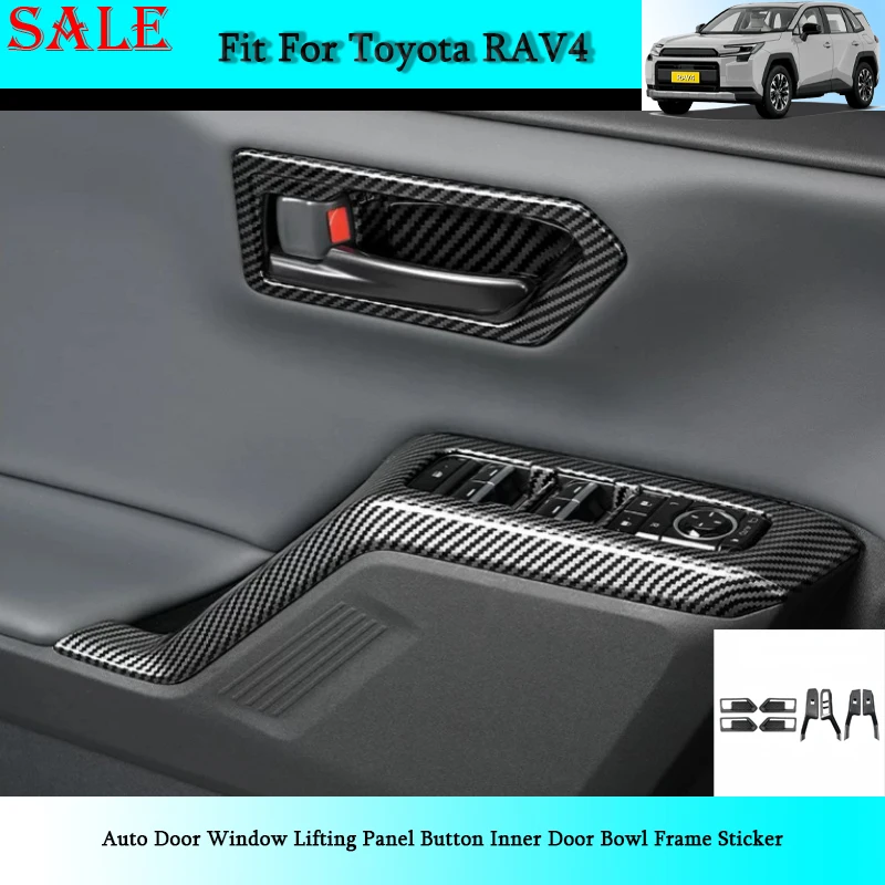 Fit for Toyota RAV4 2026 Auto Door Window Lifting Panel Button Inner Door Bowl Frame Sticker Auto Interior Protection Supplies