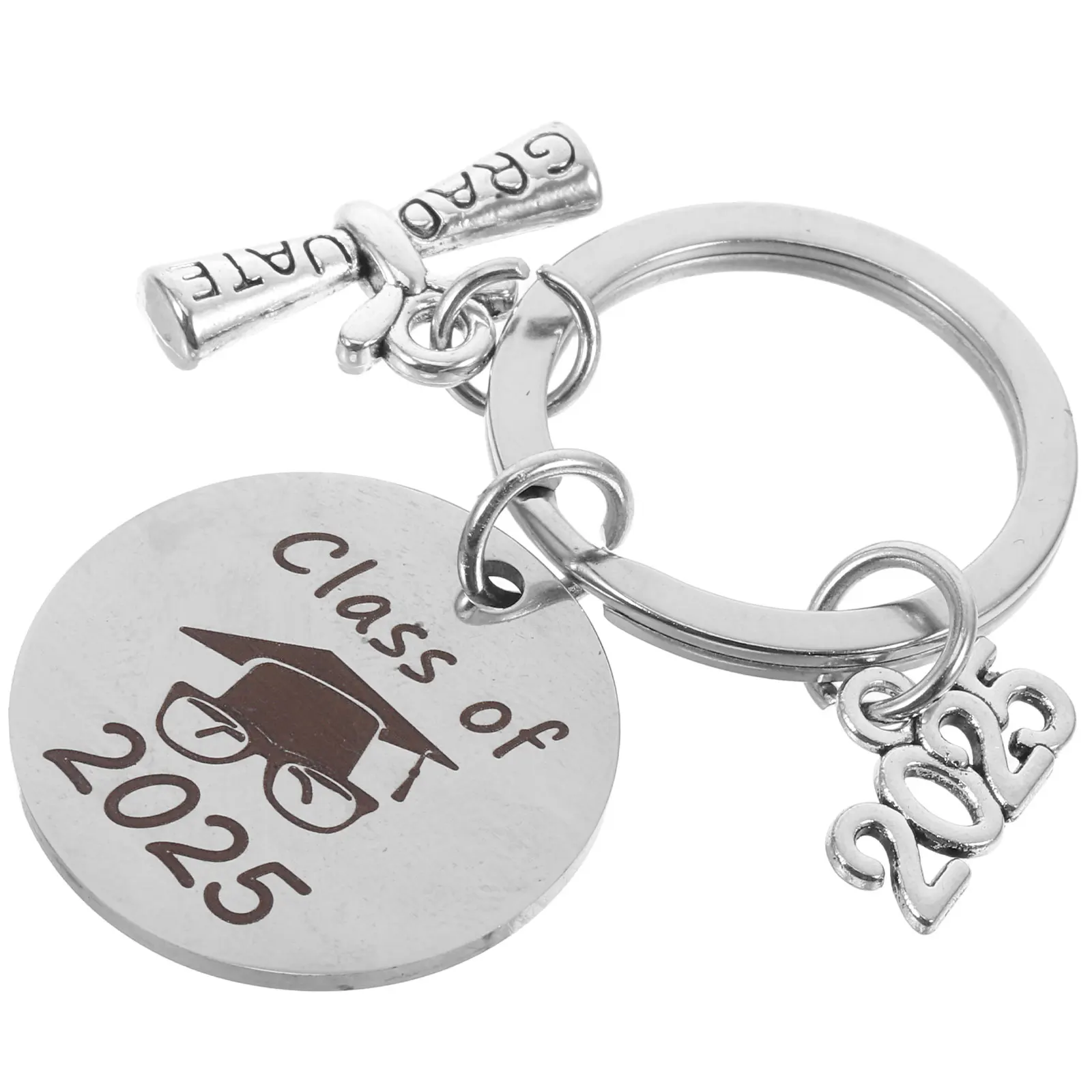

Graduation Keychain 2025 Class Keepsake Durable Stainless Steel Pendant Gift College Degree Accessory Year Senior Jewelry Charm