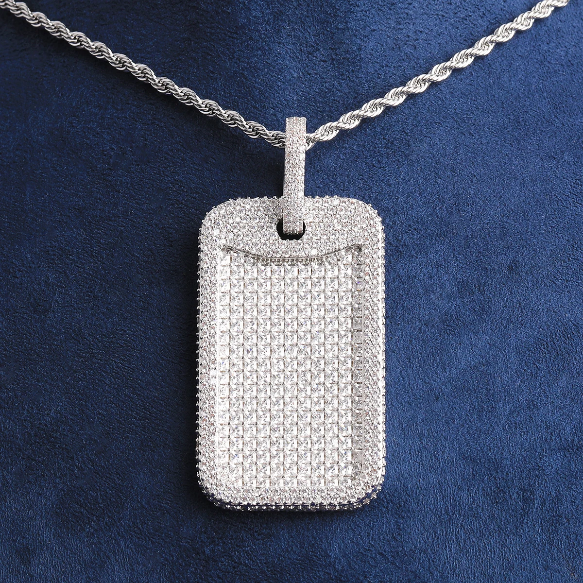 Bubble Letter Iced Out Dog Tag - Mens Dog Tag Necklace ulasan dan harga