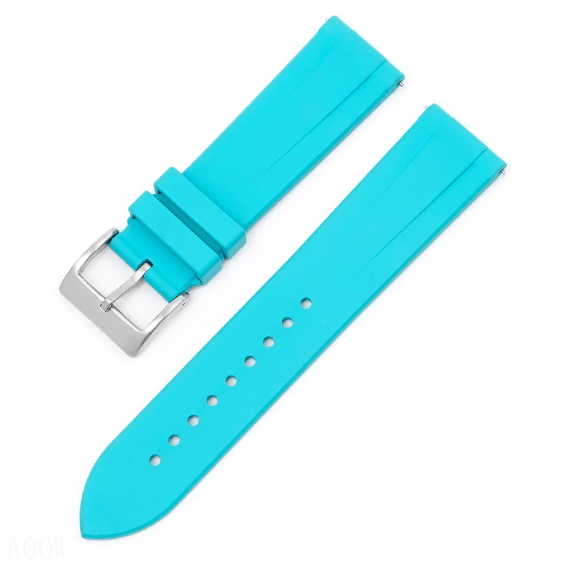 Fluoro Rubber Strap Sport Waterproof Stainless Steel Buckle Quick Release FKM Replace Watch Band Belt for Men Women 20mm 22mm