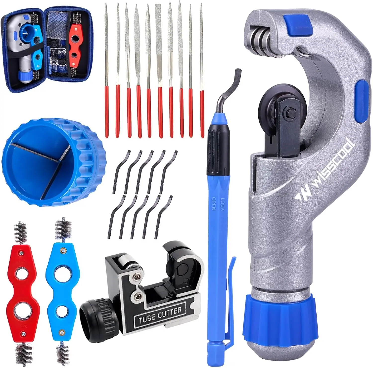 

Набор для резки медных труб с мини-труборезом, инструментом для удаления заусенцев и щеткой для автомобильных аккумуляторов для автомобильной, сантехнической и климатической техники