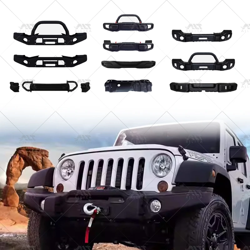 حار بيع 2025 4x4 على الطرق الوعرة الملحقات الخارجية طقم هيكل السيارة المصد الأمامي الخلفي لملحقات جيب رانجلر JK #1
