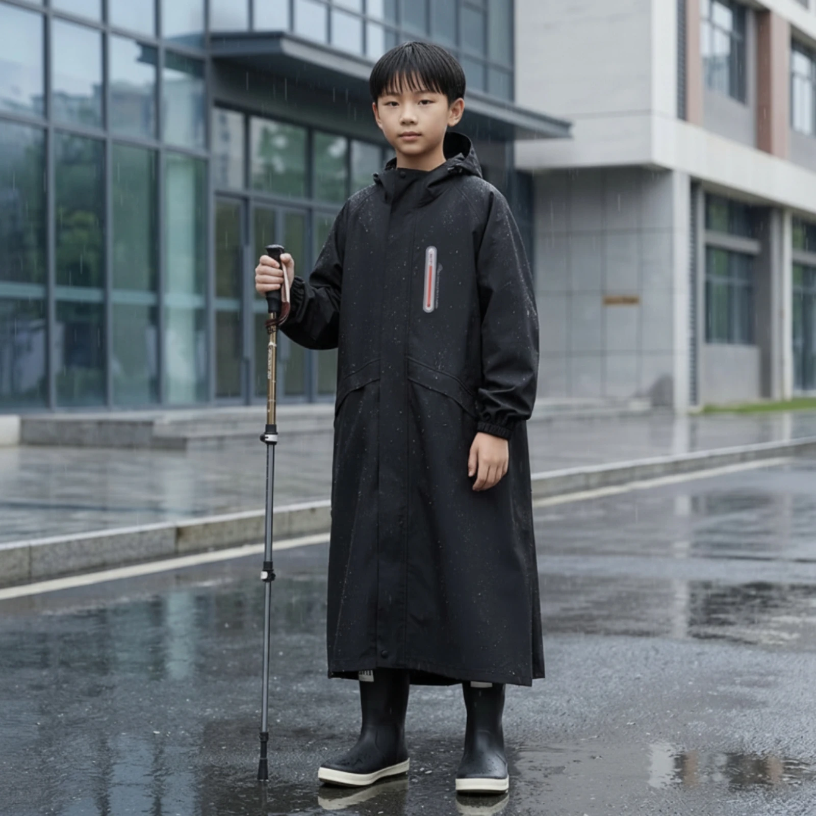 Hooded Raincoat Packable Raincoat with Hood Rainwear Water-Repellent Outerwear Foldable for Children, School Commute