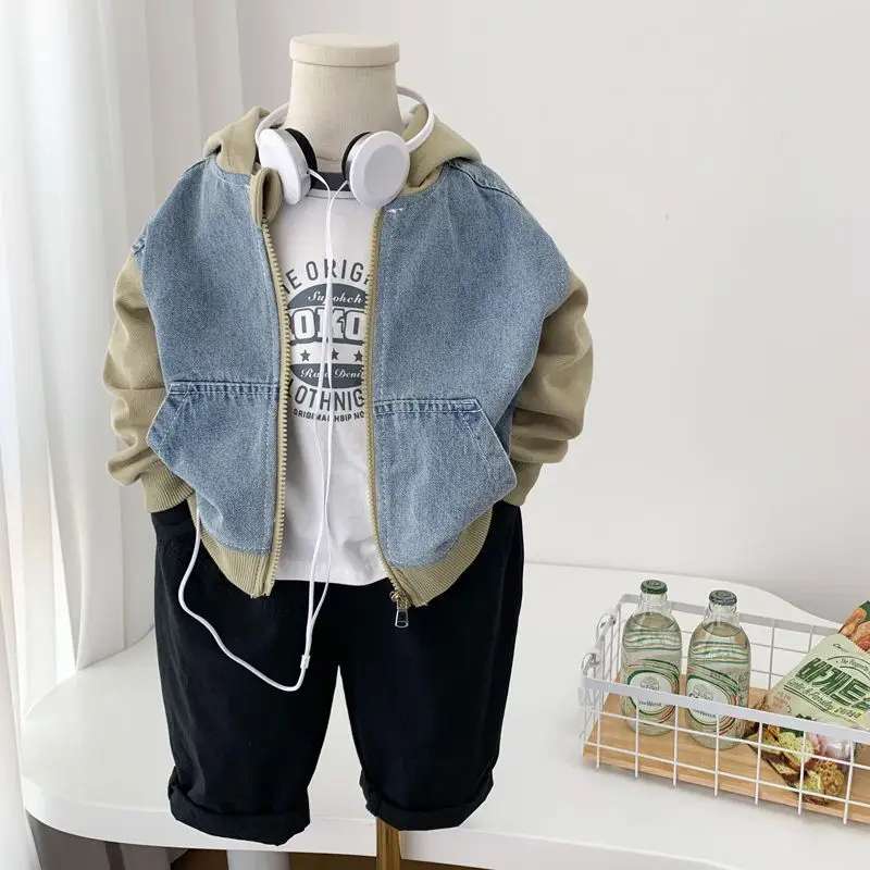 Boys Coat Jacket Cotton Outerwear Windbreak 2024 New Jean Spring Autumn Overcoat  High Quality Children\'s Warm Clothing