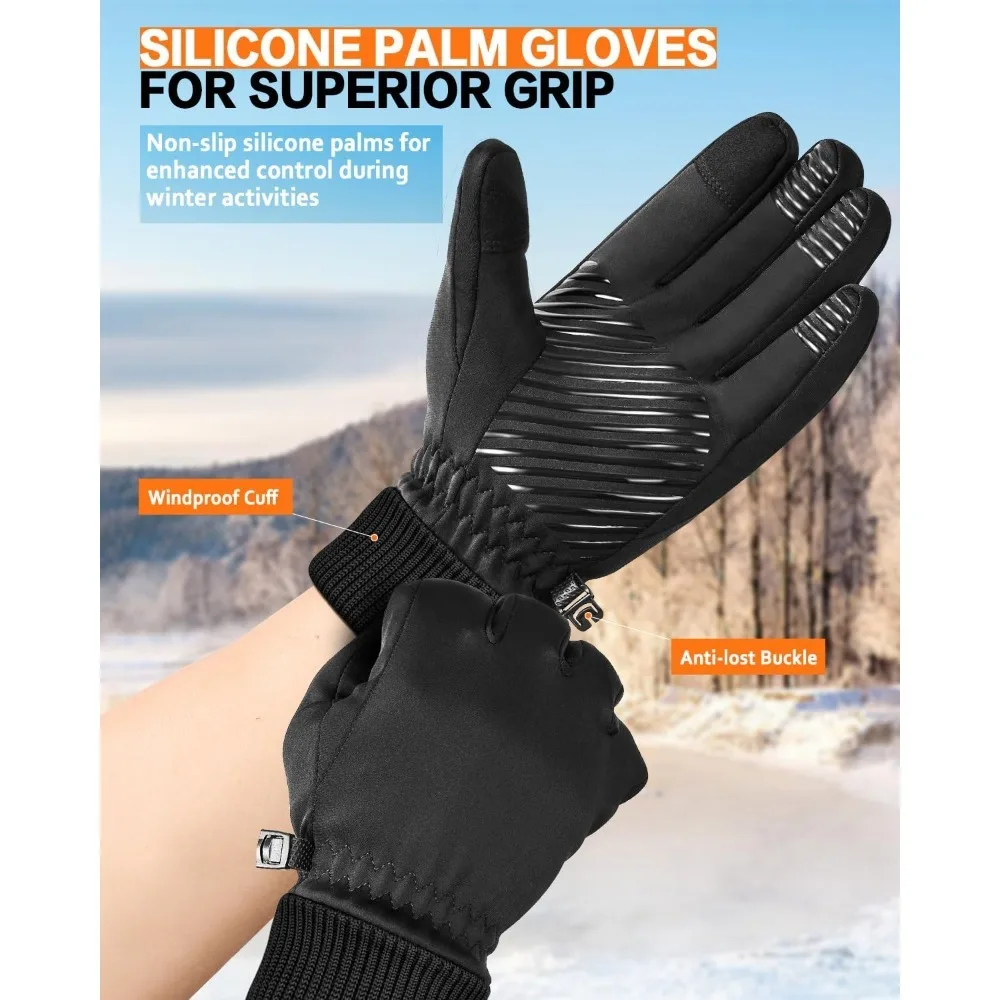 قفازات شتوية للرجال والنساء في الطقس البارد - قفازات حرارية بأصابع شاشة تعمل باللمس، قفازات دافئة مقاومة للماء لـ Runni #5