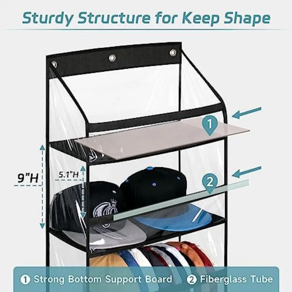 

Wall Mounted Multi-layer Storage Bag Large Capacity Foldable Door Storage Hanging Bag with Hooks Visible Hat Storage Holder